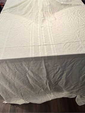 White crochet stripe tablecloth